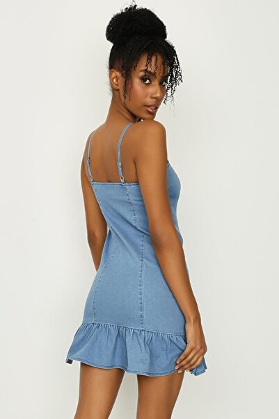 Select Moda Γυναικείο τζιν φόρεμα με μπλε λουράκι