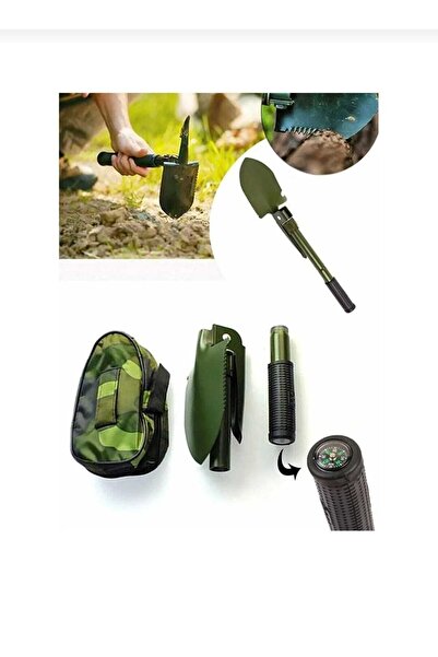Earthquake Set Foldable Portable Pickaxe-Shovel and Compass Set