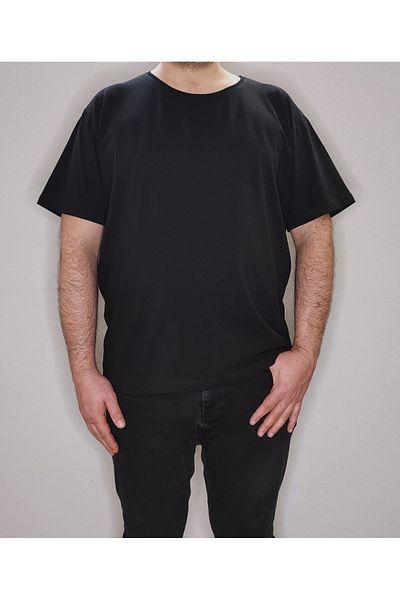 Bomenti Life Men's Black Plus Size Comfortable Regular -Normal Fit Basic Crew Neck T-Shirt