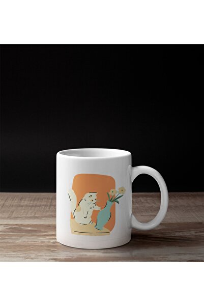 IŞILAY REKLAM مزهرية مطبوعة على شكل قطة قابلة للإمالة