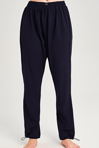 Haşema بنطلون أزرق داكن منسوج مرن