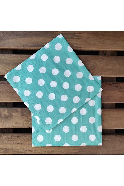 booddie Turquoise White Polka Dot Double Layer Napkin Model Party