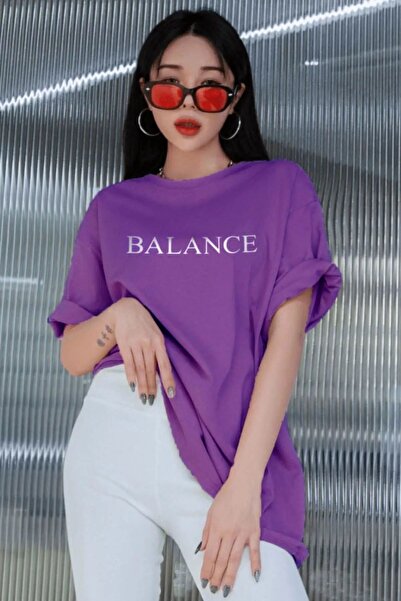 ORLONTEX Women's Purple Balance Printed Oversize Tshirt