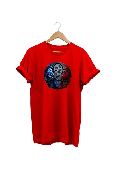 WİDİ Papagaj Štampano Crveni T-shirt