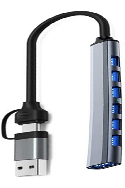Coverzone Type-c Usb 3.0 7 Portlu Hub Otg Çoğaltıcı Pc Telefon Uyum Veri Aktarımı Mouse Klavye Bağla