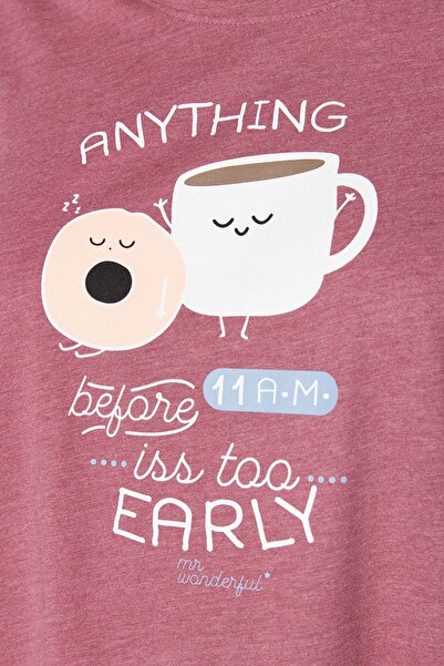 Trendyol Curve Claret Red nyomott, rövid ujjú, kötött pizsama szett TBBSS23AI00008