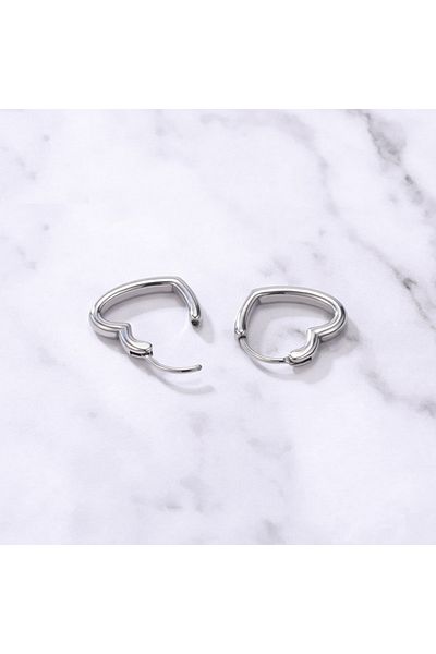 Viking Heart Design Thin Design Snap-On 316l Steel Unisex Earrings