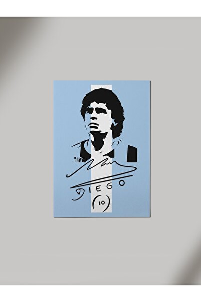 Panorama Ajans Maradona Efsane Futbolcu Arjantin Bayraklı Silüet Portre Ahşap Poster Tablo