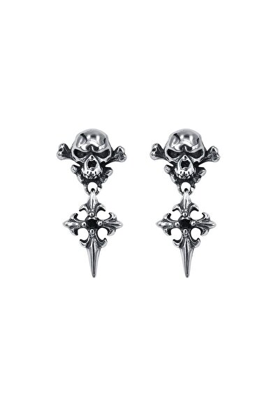 Viking Hanging Model Skull 316l Steel Men's Earrings