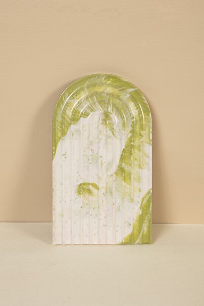 Handmeight Beton Kapı Fıstık Yeşili Beyaz Mermer Desenli Altlık / Sunumluk / ...