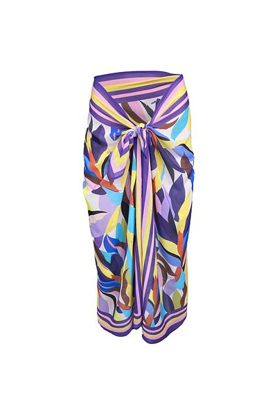 Bolder Emily Purple Tropical Silk Chiffon Pareo