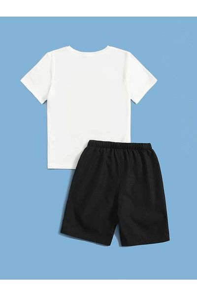 LePold Μαύρο/άσπρο Σετ T-Shirt με εμπριμέ Panda για κορίτσια/αγόρια
