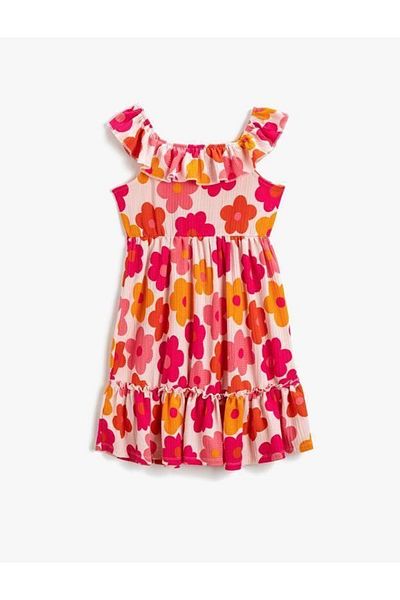 Pink Hippo Kids Rochie Tiril de vară pentru fete, fără mâneci și cu volane, cu model de flori