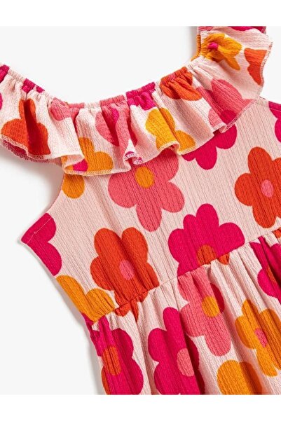 Pink Hippo Kids Καλοκαιρινό φόρεμα από τούλι για κορίτσια με φλοράλ στάμπα και λεπτομέρεια βολάν