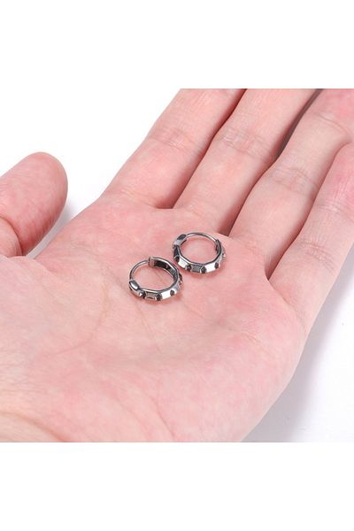Viking Modern Style Classic Ring Snap Biker 316l Steel Men's Earrings