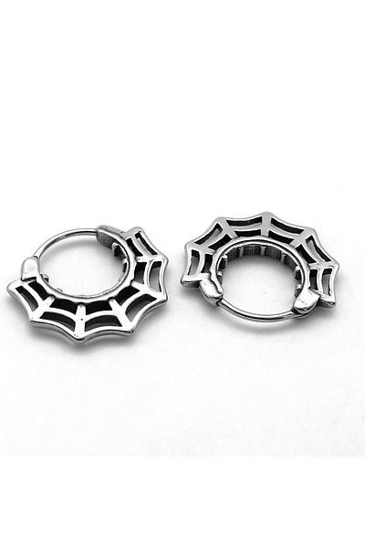 Viking Spider Web Gothic Model Octagon Design Biker Witchcraft 316l Steel Men's Earrings