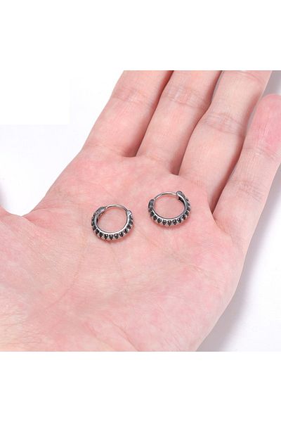 Viking Striped Design High Polishing Modern Style Men's 316l Steel Earrings
