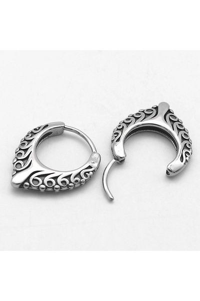 Viking Tribal Patterned Drop Model Vintage Design 316l Steel Men's Earrings