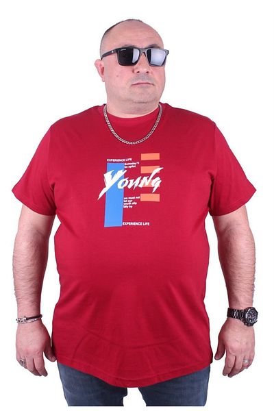 MocGrande Tricou Bărbați Mărime Plus Gâtul Crew Young 23124 Roșu Claret