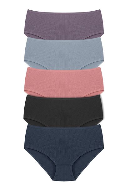 HNX Γυναικεία εσώρουχα 5 συσκευασιών Cotton Corded Plus Size