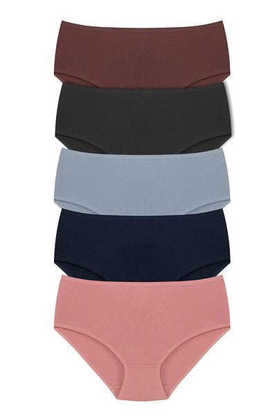 HNX Γυναικεία εσώρουχα 5 συσκευασιών Cotton Corded Plus Size