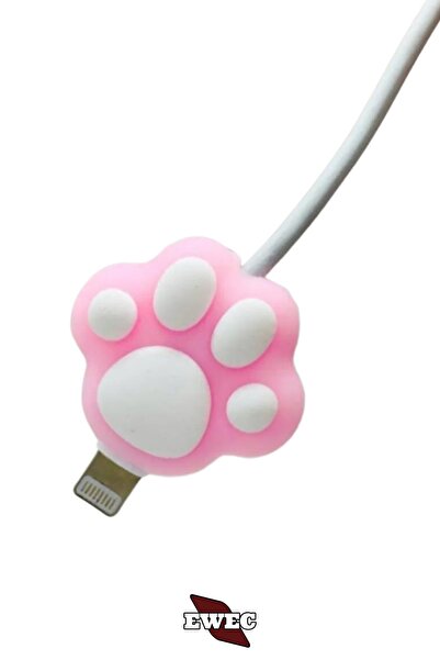 EWEC Pembe Pati Figürlü Sevimli Usb Kablo Koruyucu, Silikon Şarj Kablosu Koru...