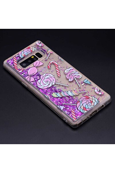 ZM STORE Samsung Galaxy Note 8 Uyumlu  Akışkan Sıvılı Renkli Simli Desenli Marshmelo Kapak