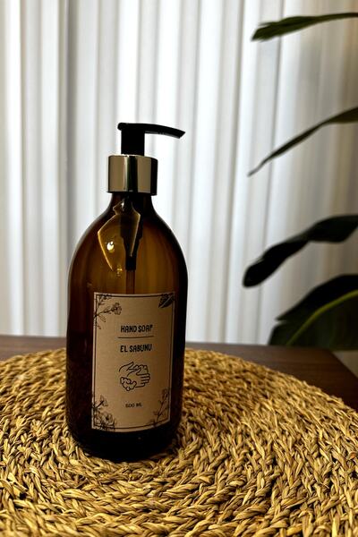 betonmall Μπουκάλι Υγρού Σαπουνιού από Κεχριμπαρένιο Γυαλί 500 Ml