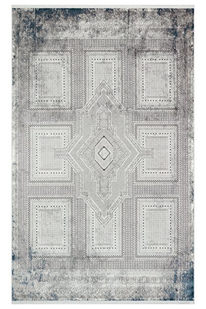 Eko Halı Passage Plz02 Cream Navy Yumuşak Tuşeli Sık Dokuma Modern Halı