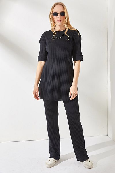 Olalook Schwarzer kurzärmliger Lycra-Anzug mit Unterteil für Damen TKM-19000191