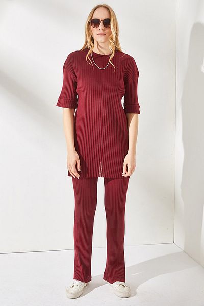 Olalook Weinroter Lycra-Anzug mit kurzen Ärmeln für Damen, TKM-19000191