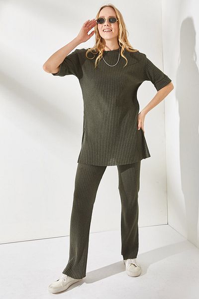 Olalook Női khaki rövid ujjú alsó lycra készlet TKM-19000191
