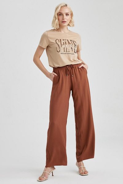 DeFacto Tricou cu mânecă scurtă imprimat cu decolteu roșu, cu formă normală A4189ax23sm