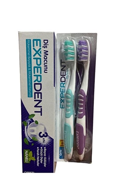 EXPERDENT Diş Macunu Naneli 125 Ml + 2 'li Orta Sert Diş Fırçası