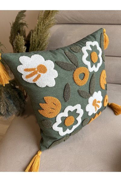 Reset Punch Embroidered Throw Pillow Cover