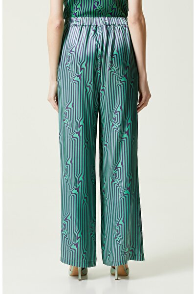 Network Yeşil Desenli Bol Paça Pantolon