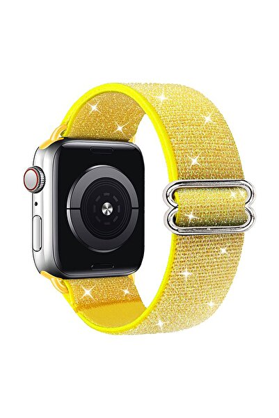 Microcase Apple Watch Se 2022 40 Mm Simli Esnek Hasır Örgü Kordon Kayış - Ky44-1