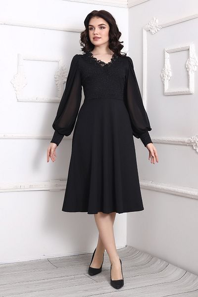 Moda MiraGül Chiffon Sleeve Front Glitter Midi Dress