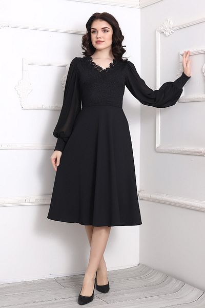 Moda MiraGül Chiffon Sleeve Front Glitter Midi Dress