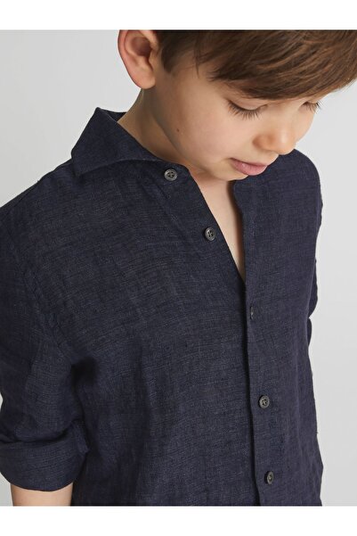 alenmeza Cămașă fără buzunar pentru băiat, albastru bleumarin, 100% in