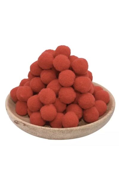 SHEKER HOME Kırmızı Yumuşak Ponpon Peluş 2 Cm - 25 Adet