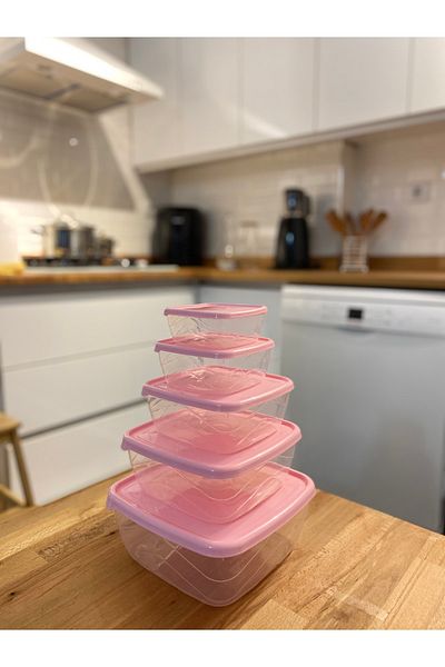 ECO KİTCHEN Set of 5 Square Transparent Food Storage Containers