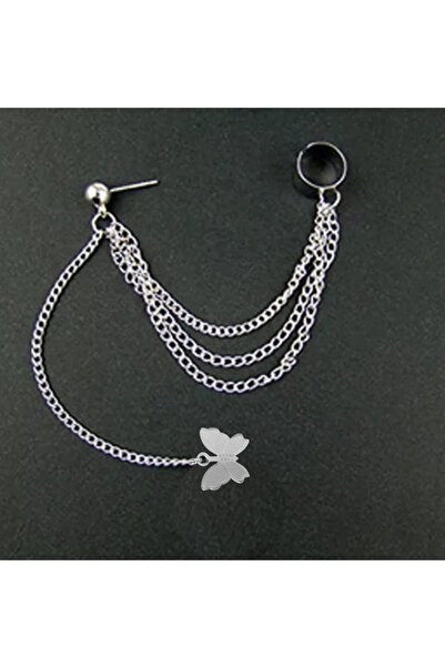 TakıConcept Kelebek Sallantılı Üstten Deliksiz Kıkırdak Küpe, Kadın Küpe