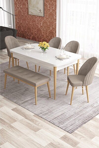 Canisa Concept Elf Serisi 80x132 Beyaz Masa Doğal Ahşap Ayak Beyaz Kafesli 4 ...