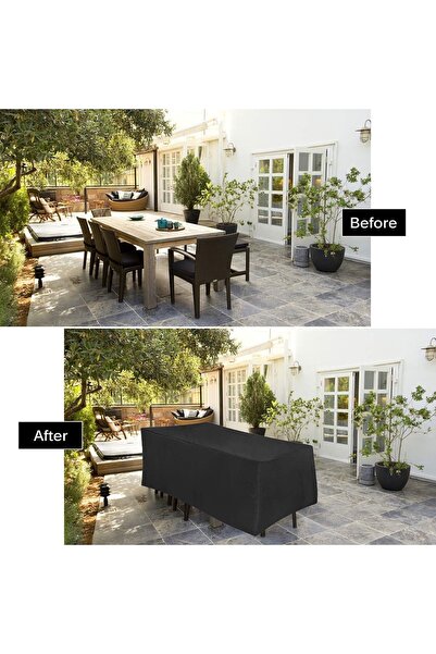 AutoZEL Siyah Bahçe Mobilyası Koltuk Masa Sandalye Koruyucu Örtü Branda 160x100x80