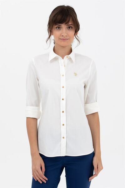 U.S. Polo Assn. Cămașă cu mânecă rulată cu nasturi metalici pentru femei