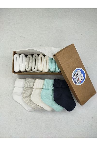 Akface 5x Light Colors Organic Washable Baby Socks (1) 0-6 Months
