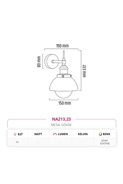 NEVO Iç Mekan Aplik Siyah Eskitme Na213