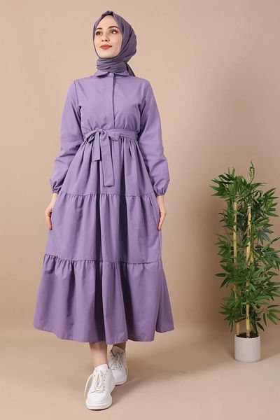 CNG MODA Lilac Hijab Dress - Ruffled