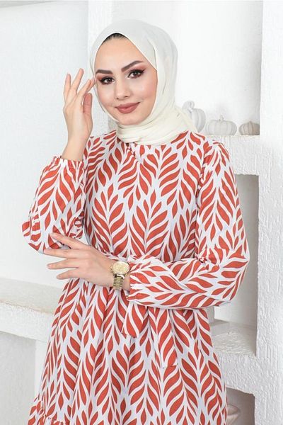 benguen 440 Patterned Hijab Dress Tile